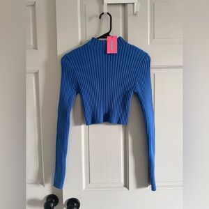 NWT Edikted blue Bonnie Cropped Sweater M/L